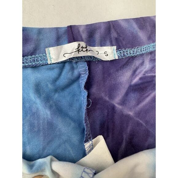 Bohemian Island Bell Bottom Pants Tie Dye Blue Purple Boho Unique 70s Small - Picture 6 of 8